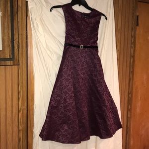 Children’s velvet printed dress with jeweled belt